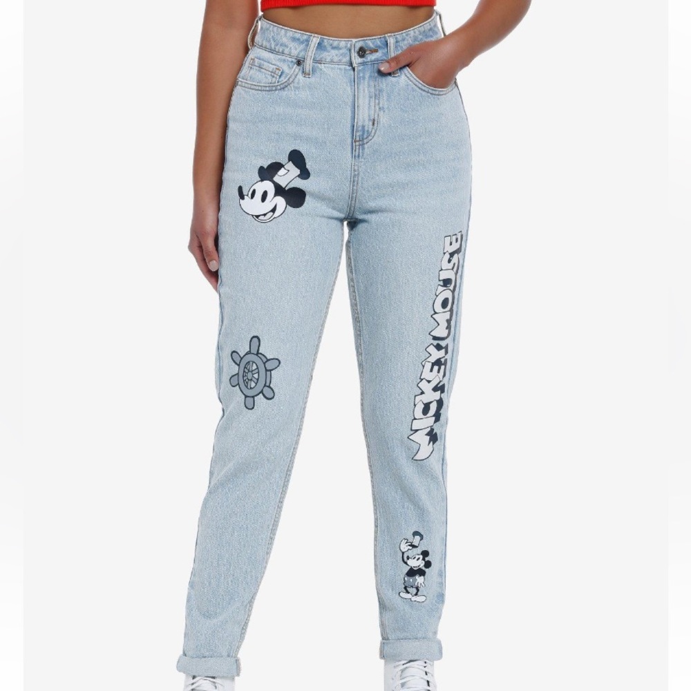 Disney Mickey Mouse Steamboat‎ Willie Mom Jeans Hot Topic